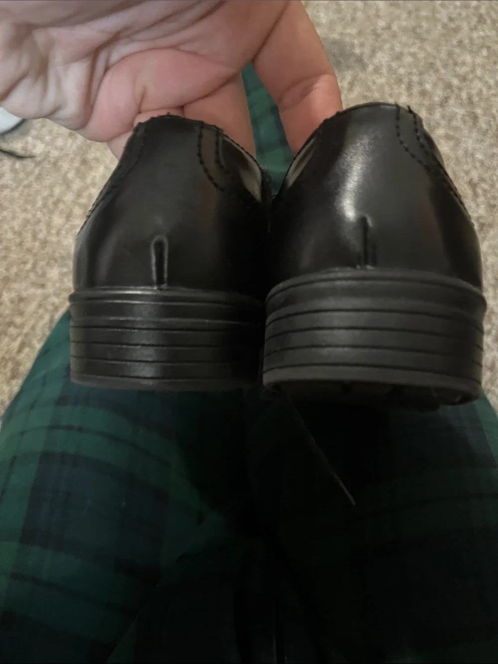 Men's Black Leather Cap-Toe Lace-Up Dress Shoes